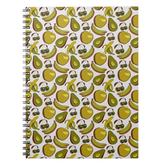 Tropical fruit seamless pattern yellow and white notebook (Front)