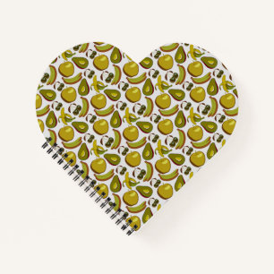 Tropical fruit seamless pattern yellow and white notebook