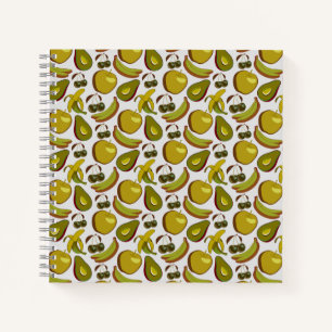 Tropical fruit seamless pattern yellow and white notebook
