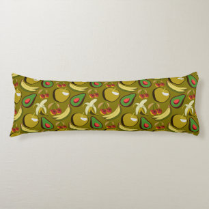 Tropical fruit seamless pattern yellow body pillow