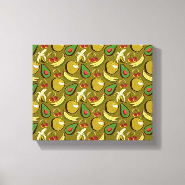 Tropical fruit seamless pattern yellow canvas print (Front)