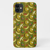 Tropical fruit seamless pattern yellow