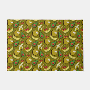 Tropical fruit seamless pattern yellow doormat