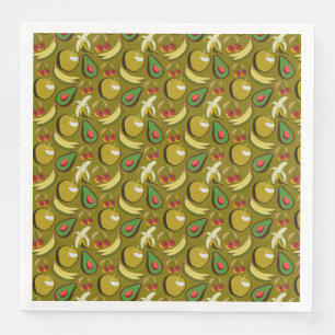 Tropical fruit seamless pattern yellow napkin