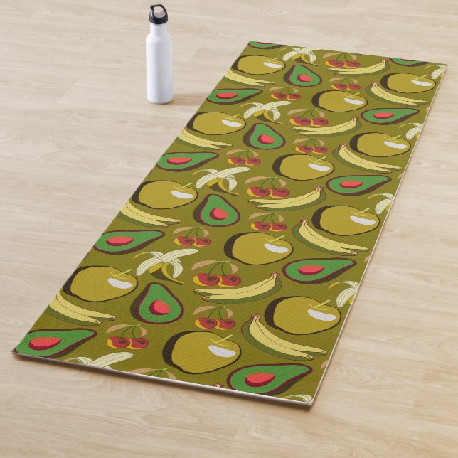 Tropical fruit seamless pattern yellow yoga mat (In Situ)