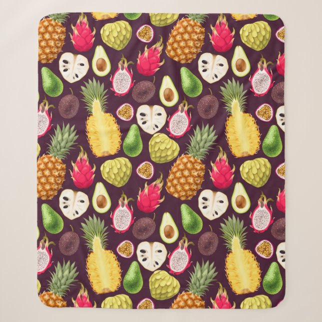 Tropical Fruit Sherpa Blanket (Front)