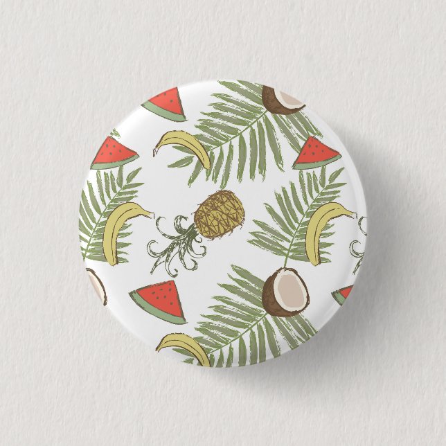 Tropical Fruit Sketch Pattern 1 Inch Round Button (Front)