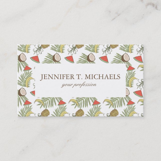 Tropical Fruit Sketch Pattern Business Card (Front)