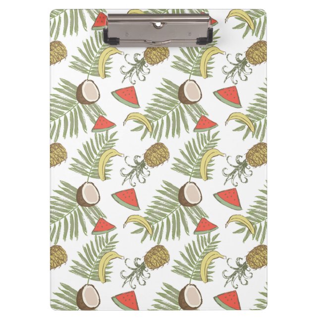 Tropical Fruit Sketch Pattern Clipboard (Front)