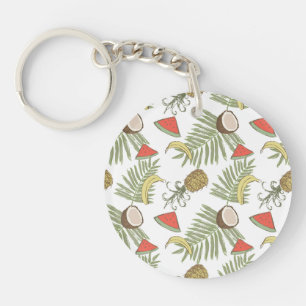 Tropical Fruit Sketch Pattern Keychain
