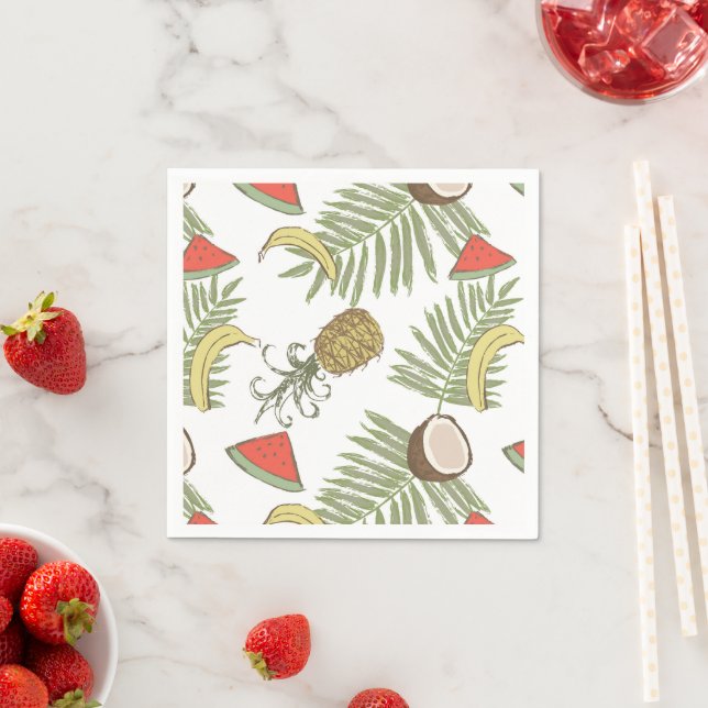 Tropical Fruit Sketch Pattern Napkin (Insitu)