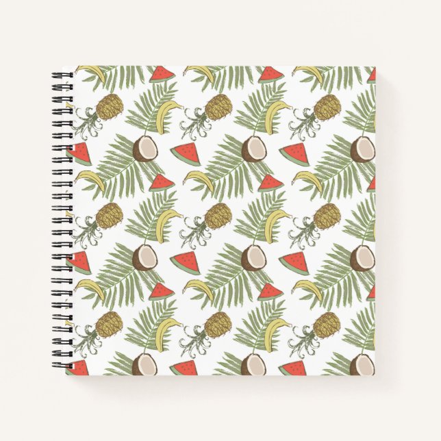 Tropical Fruit Sketch Pattern Notebook (Front)