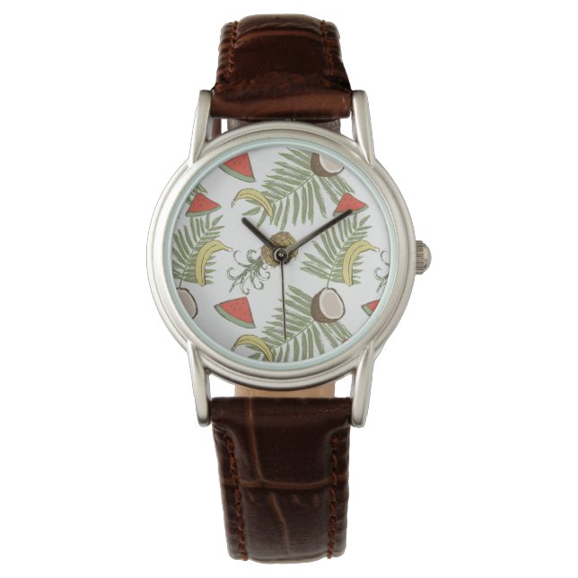 Tropical Fruit Sketch Pattern Watch (Front)
