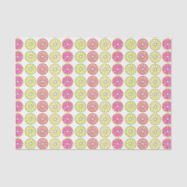 Tropical Fruit Slice Grapefruit Lemon Lime Orange Tissue Paper (Front)