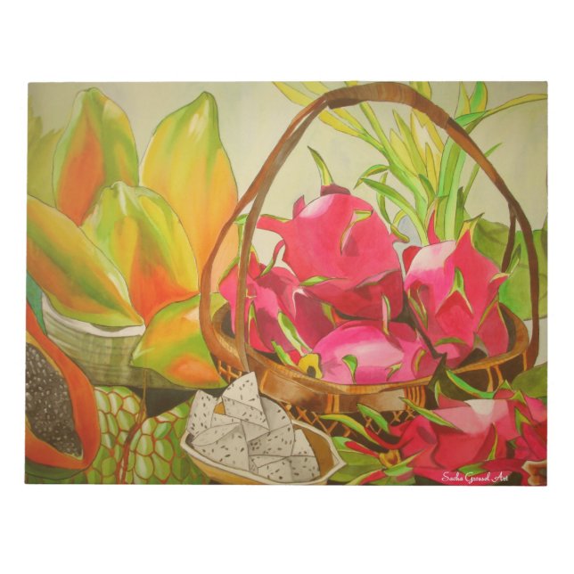 Tropical Fruit Still life original watercolor art Notepad (Front)