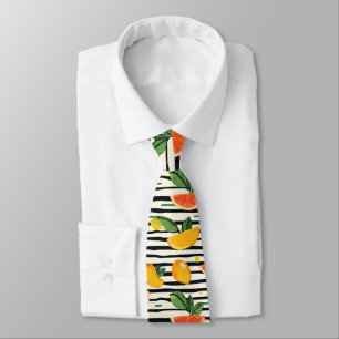 Tropical Fruit Stripe Yellow Orange Pink and Green Tie