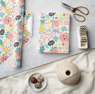 Tropical Fruit Summer Vibes  Wrapping Paper