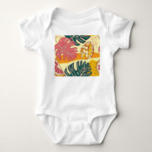 Tropical Fruit: Vibrant Pattern Design Baby Bodysuit