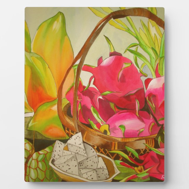 Tropical Fruit watercolor original art still life Plaque (Front)