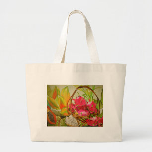 Tropical fruit watercolor still life art painting large tote bag