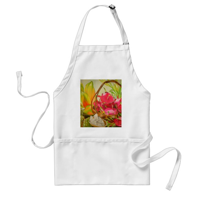 Tropical fruit watercolor still life art painting standard apron (Front)