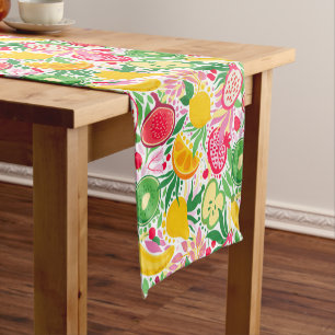 Tropical Fruit  Watercolor Summer Pattern Short Table Runner