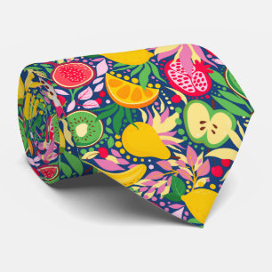Tropical Fruit  Watercolor Summer Pattern Tie