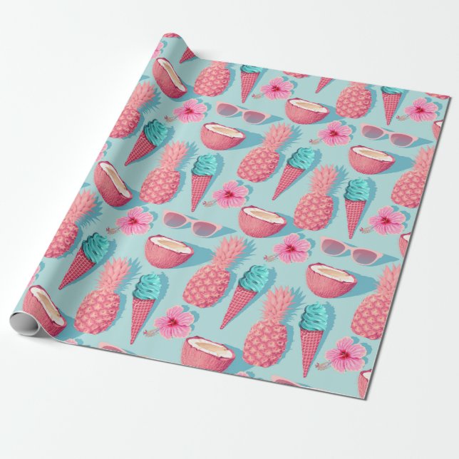 Tropical fruit wrapping paper (Unrolled)