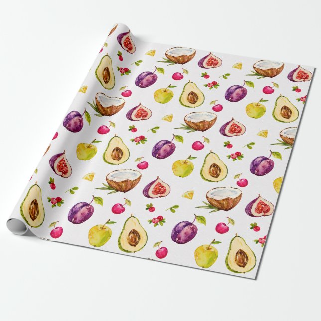 Tropical Fruit Wrapping Paper (Unrolled)