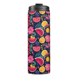 Tropical Fruits and Flowers Thermal Tumbler