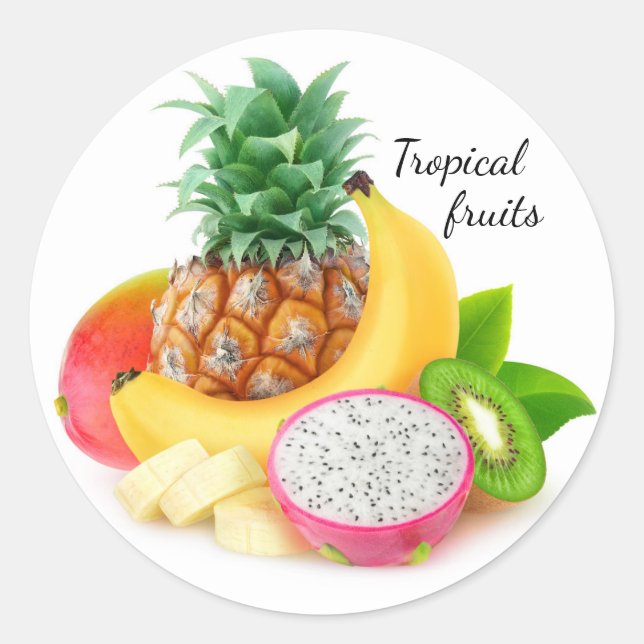 Tropical fruits classic round sticker (Front)