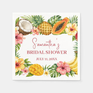 Tropical Fruits Coconut Hawaiian Bridal Shower Napkin