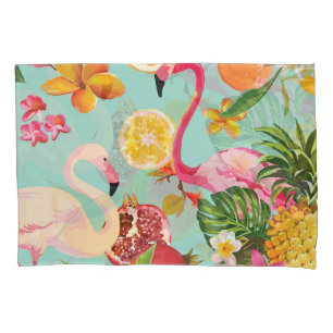 Tropical Fruits Flamingo Vintage Pattern Pillowcase