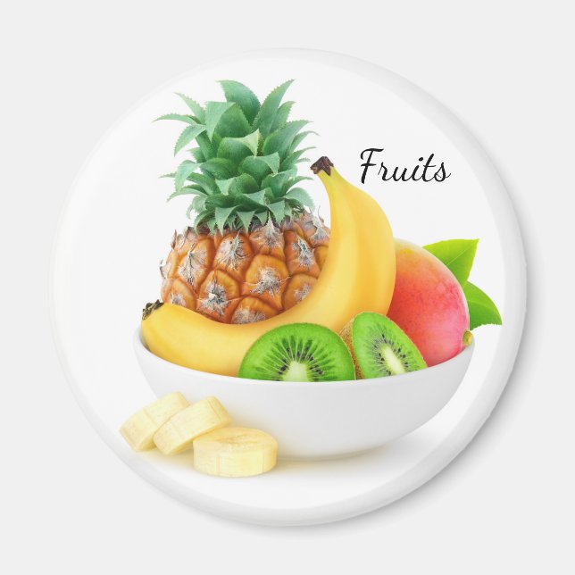 Tropical fruits in a bowl magnet (Front)