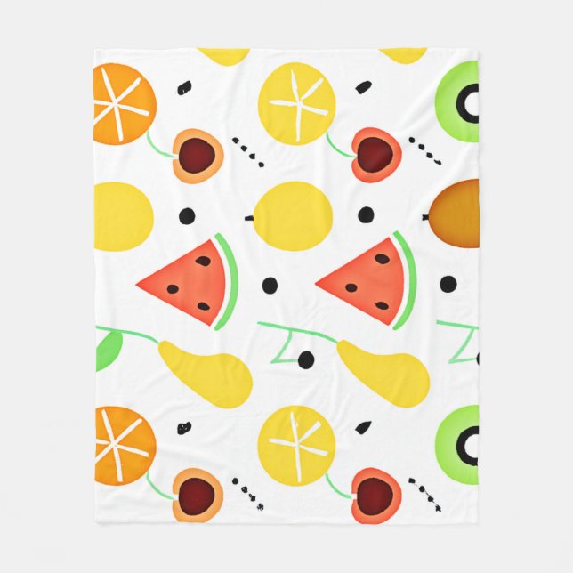 Tropical Fruits Pattern Design Fleece Blanket (Front)