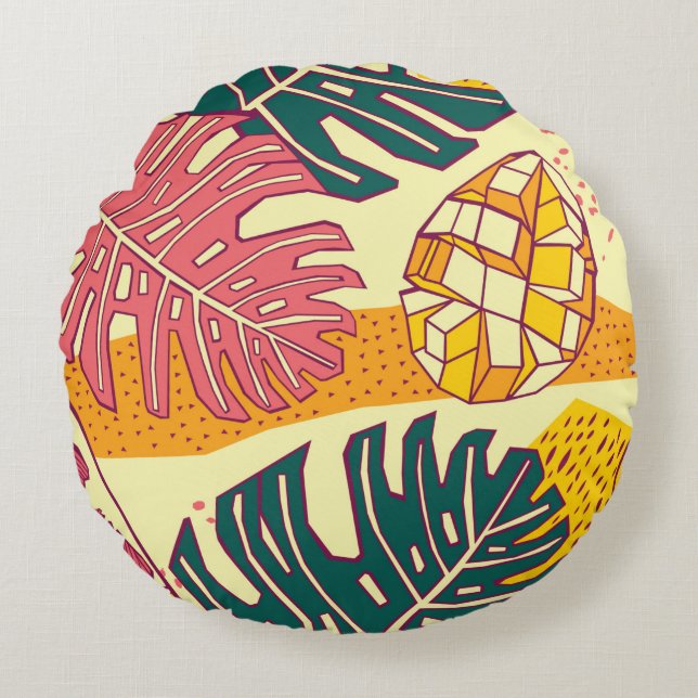 Tropical fruits,pattern design round pillow (Front)