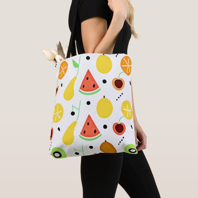 Tropical Fruits Pattern Design Tote Bag (Close Up)