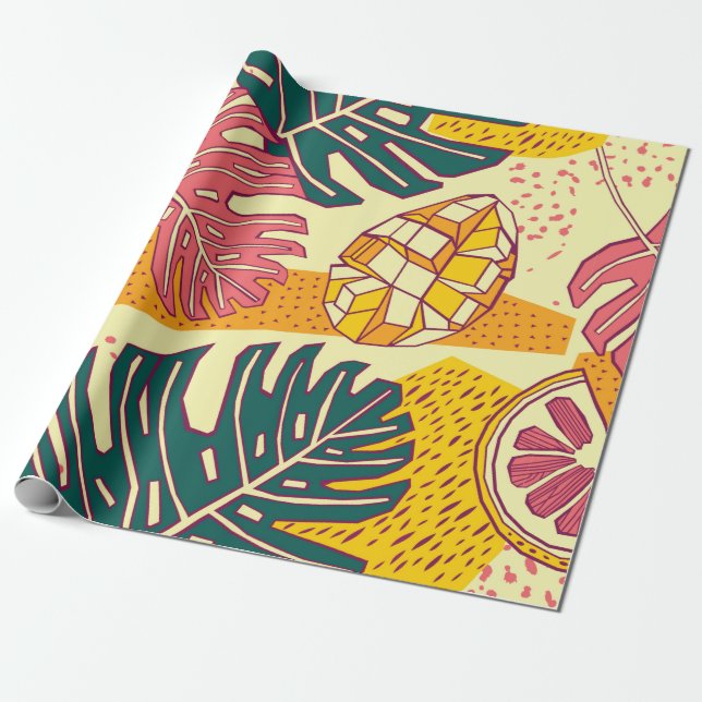 Tropical fruits,pattern design wrapping paper (Unrolled)