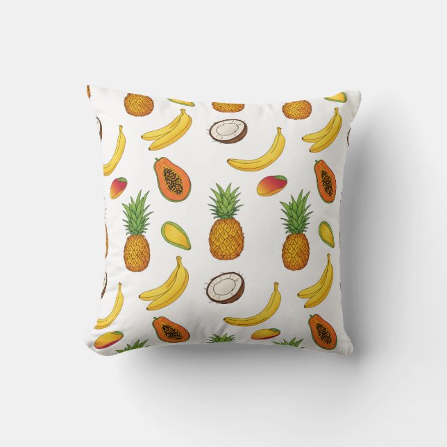 Tropical Fruits Pattern Throw Pillow (Front)