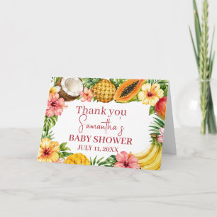 Tropical Fruits Pineapple Hawaiian Baby Shower Thank You Card