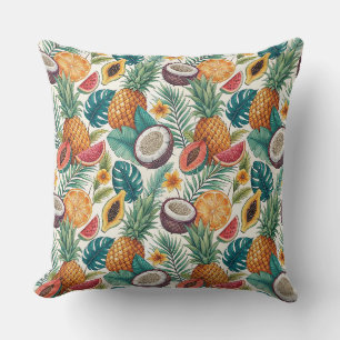 Tropical Fruits - Pineapples & Melon Summer Design Throw Pillow