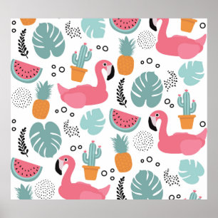 Tropical fruits: repeating pattern. poster