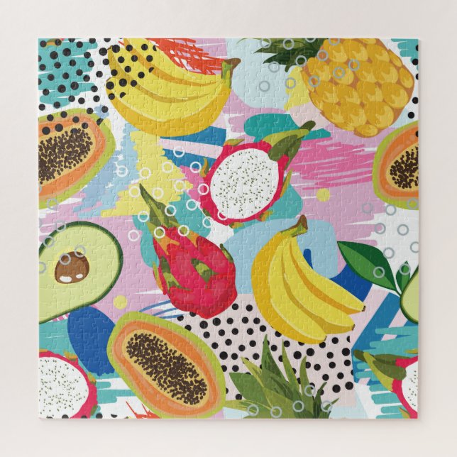 Tropical Fruits, Seamless Vintage Pattern. Jigsaw Puzzle (Vertical)