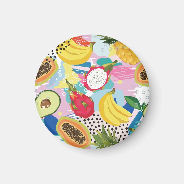 Tropical Fruits, Seamless Vintage Pattern. Magnet (Front)