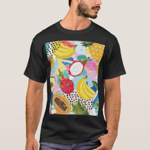 Tropical Fruits, Seamless Vintage Pattern. T-Shirt