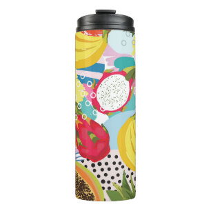 Tropical Fruits, Seamless Vintage Pattern. Thermal Tumbler
