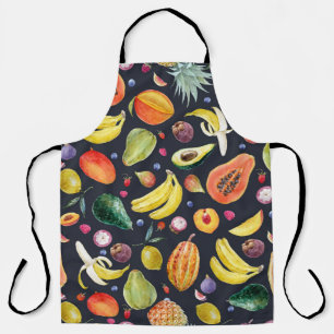 Tropical Fruits: Watercolor Multifruit Pattern. Apron