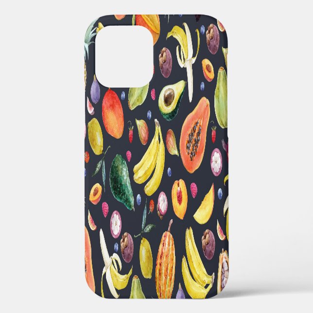 Tropical Fruits: Watercolor Multifruit Pattern. Case-Mate iPhone Case (Back)