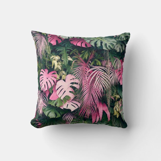 Tropical Full Background Trees Throw Pillow (Front)