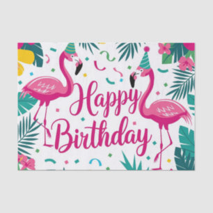 Tropical Fun Flamingo Birthday Design Tissue Paper